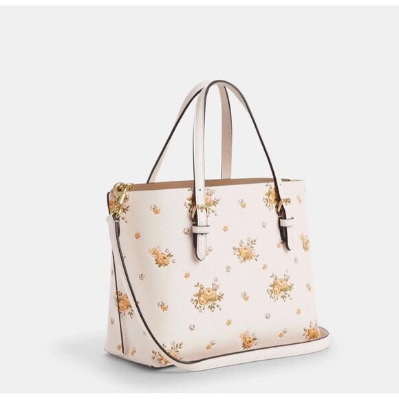 COACH CAL44 Mollie Tote Bag 25 Floral Print Double Face & Pebble Leather Chic - Picture 8 of 9